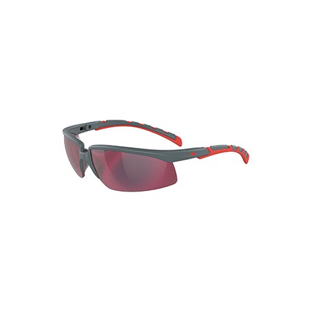 3M S2024As-Red Gray/Red Temples Red Mirror Anti-Scratch Safety Glasses,  50068060428719